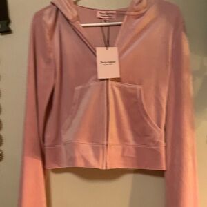 Pink Velour Zip-Up Hoodie